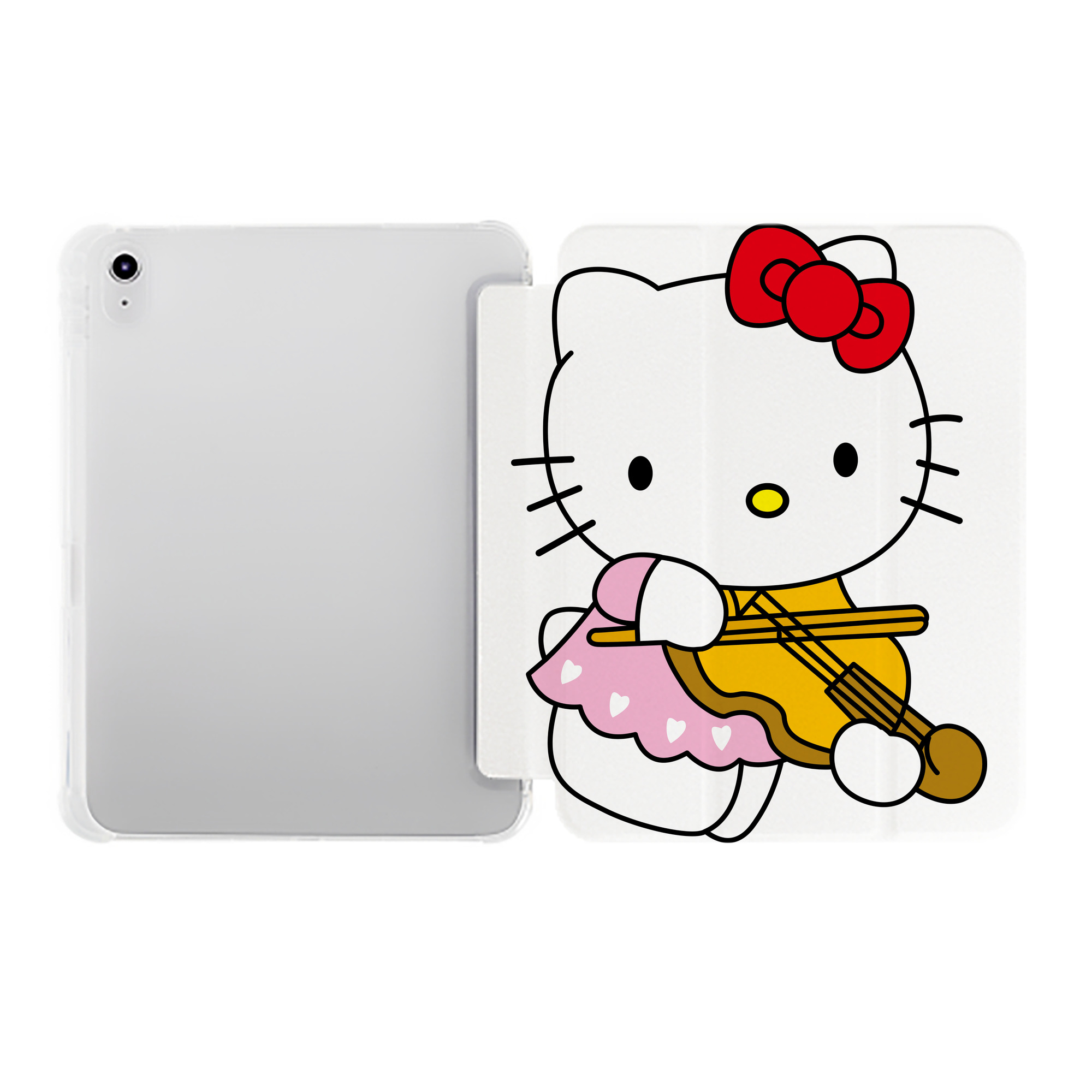 （画像用） Hello Kitty ハローキティ IPad ケース ペン収納付き 三つ折りスタンド PUレザー×シリコン 対応機種9.5/10.5/10.9インチ